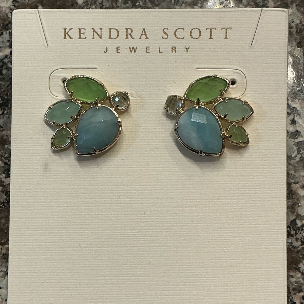 Kendra Scott Aqua and Lime Earrings